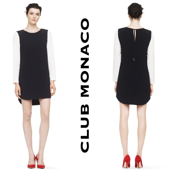Club Monaco Contrast Sheath Dress Black Nude - Picture 3 of 8